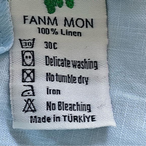 Fanm Mon Demir Drawstring Linen Shorts in Light Lagoon or Light Blue NWOT - Picture 10 of 11